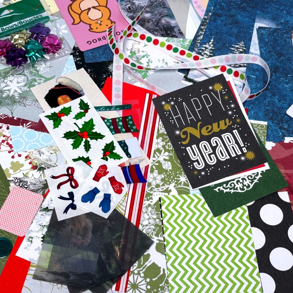 Winter Scrapbook Ephemera 60+ lot seasonal paper sticker Christmas Junk‎ Journal